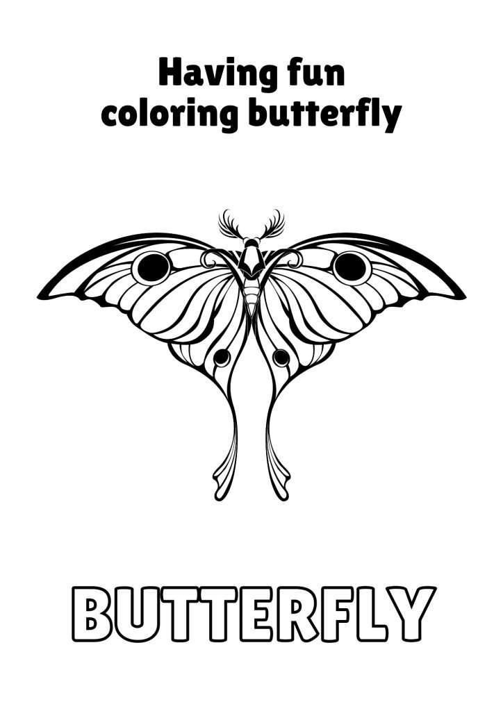Black and White Playful Coloring Butterfly Worksheet 3