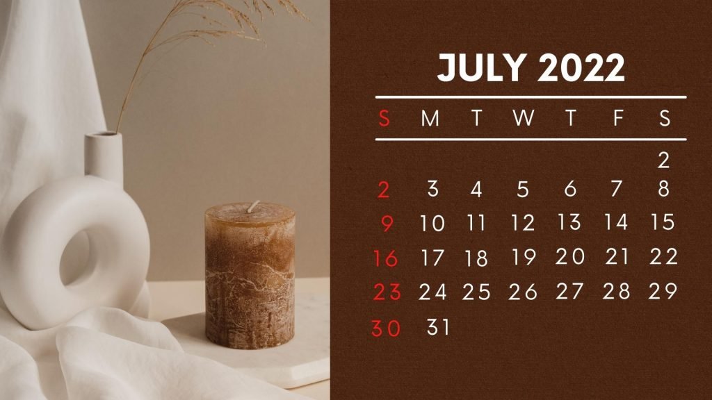 Brown Modern Month Of July Calendar 