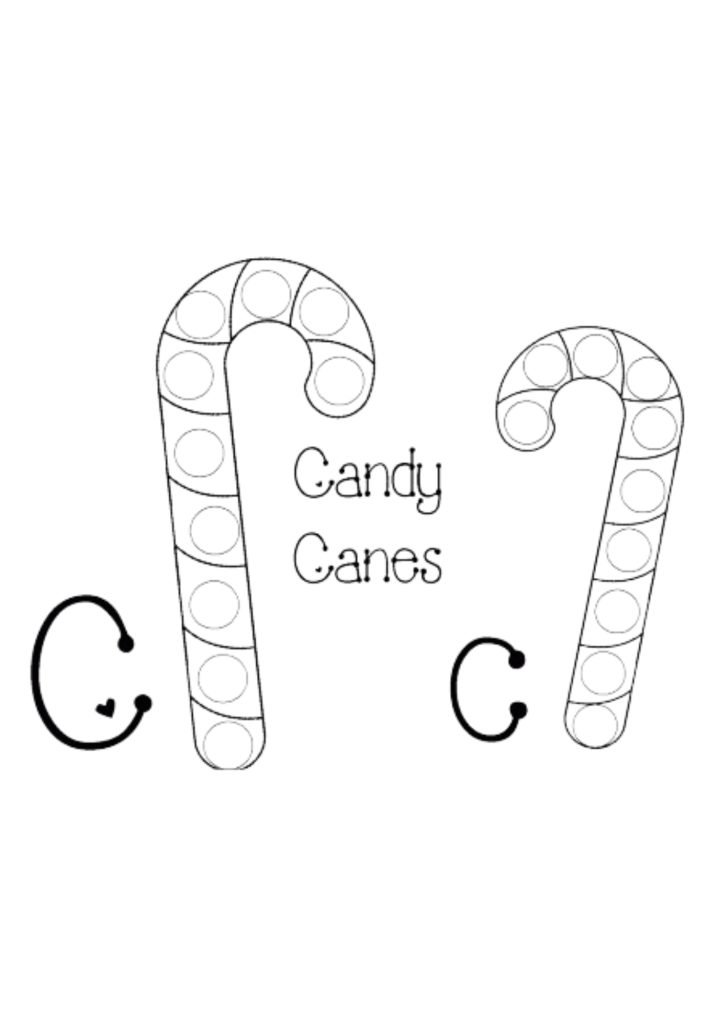 Candy canes Dot Marker Free coloring page