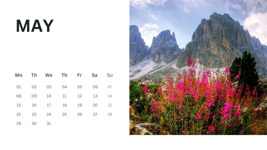  Colorful Mountain May 2023 Calendar