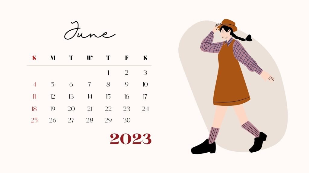 Cream White Black  Beige Colorful Simple Minimalist Elegant Illustration Woman 2023 Calendar