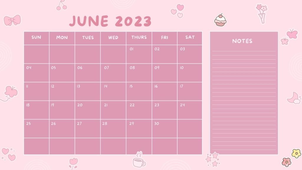 Cute Feminine 2023 June Calendar