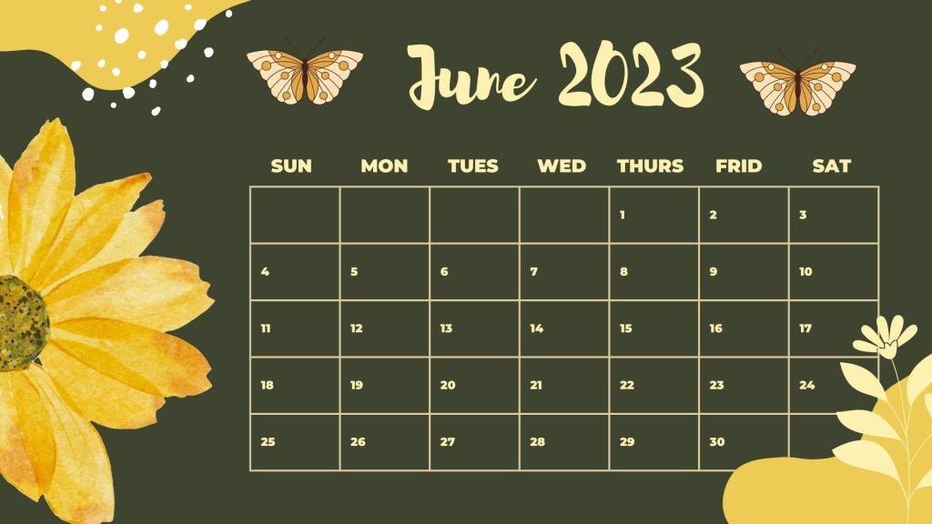 Green Illustrated June Calendar
