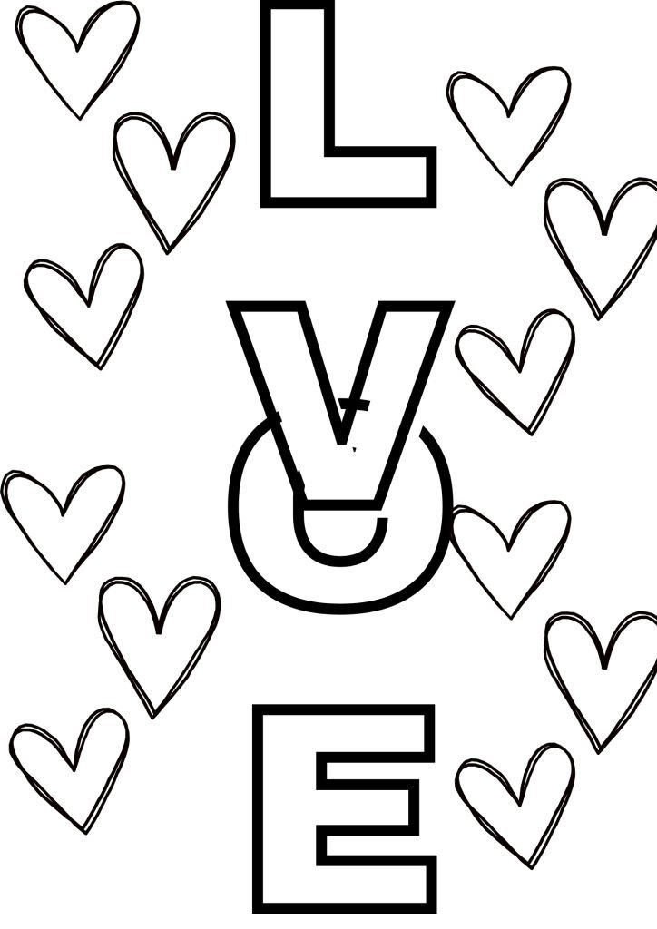 I love you coloring page