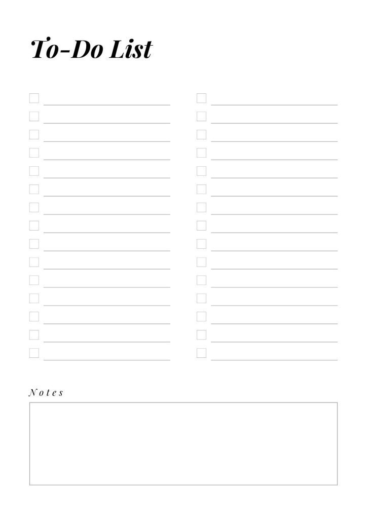 Minimalist To Do List Sheet