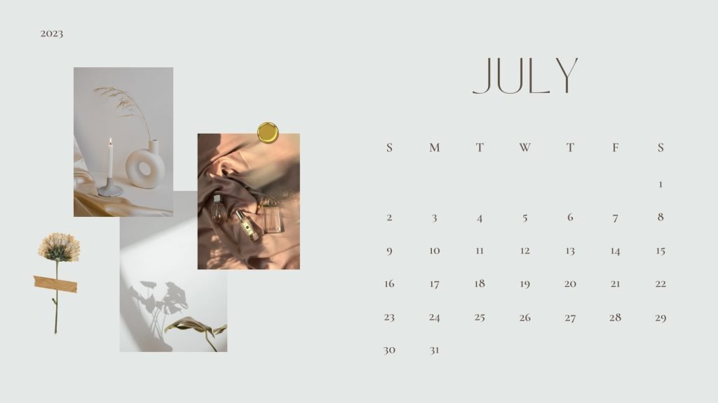 Pastel Minimalist Photo july Calendar 