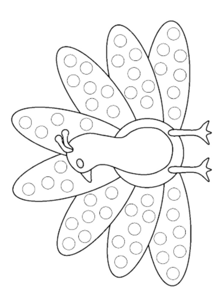 Peacock Dot Marker Free coloring page
