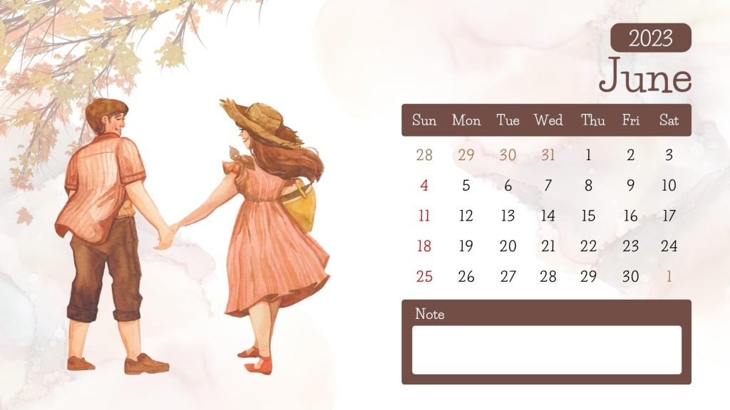 Pink Cream Colorful Illustration Watercolor  June  Calendar