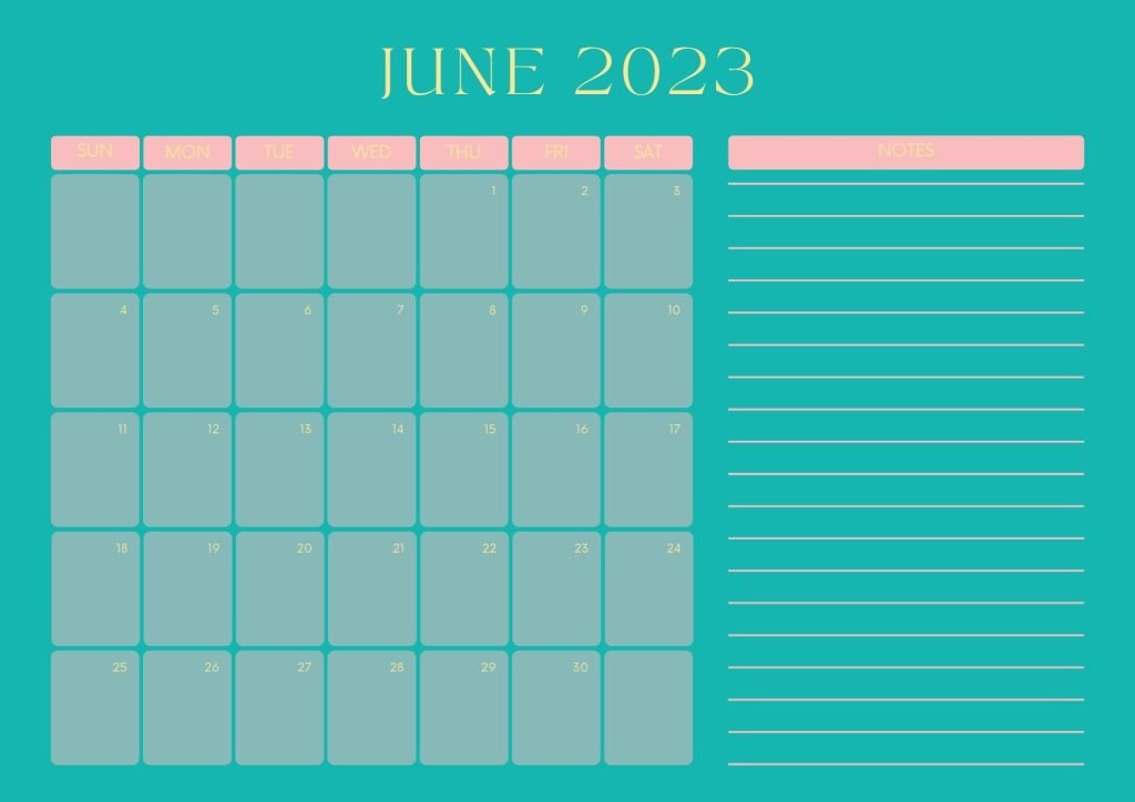 Pink Minimalist June 2023 Wall Calendar