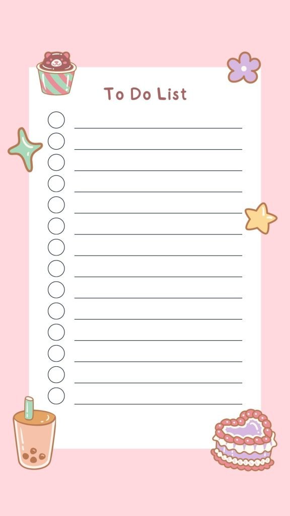 Pink White Bright Colorful To Do List