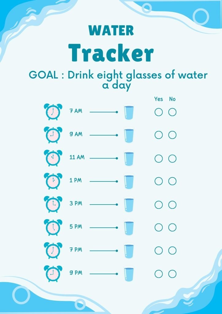 Soft Blue Abstract Water Tracker Planner
