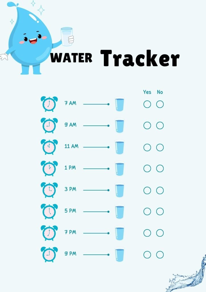 Soft Blue Water Tracker Planner
