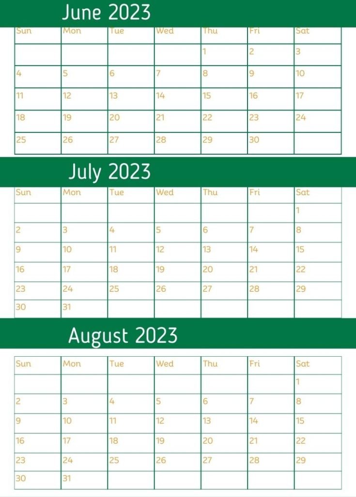  Three Month Calendar  2023