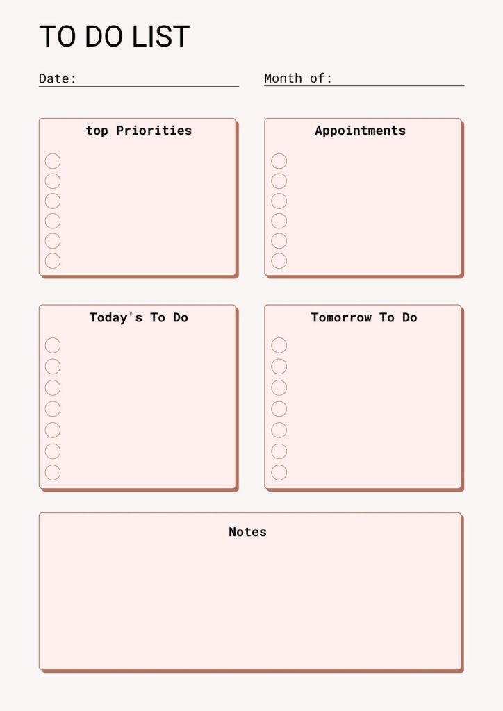 To Do List Planner Sheet