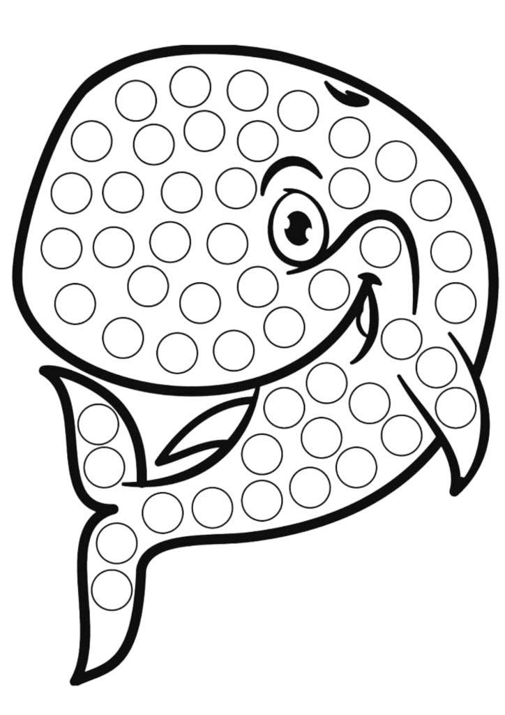 Whale  Dot Marker coloring page