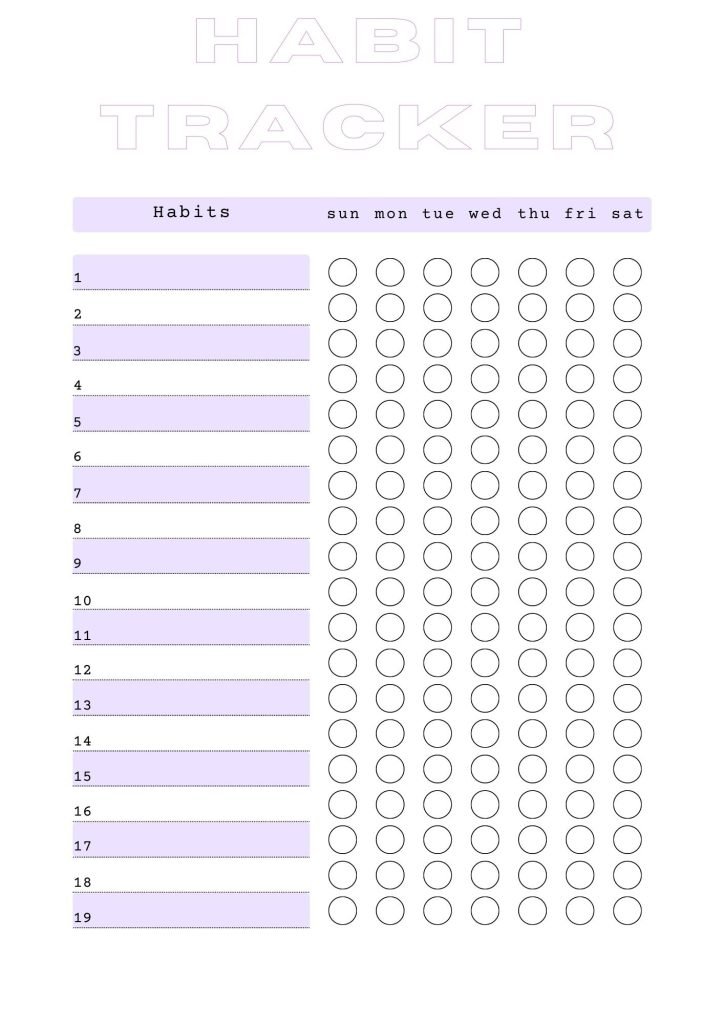 White and Purple Simple Habit Tracker