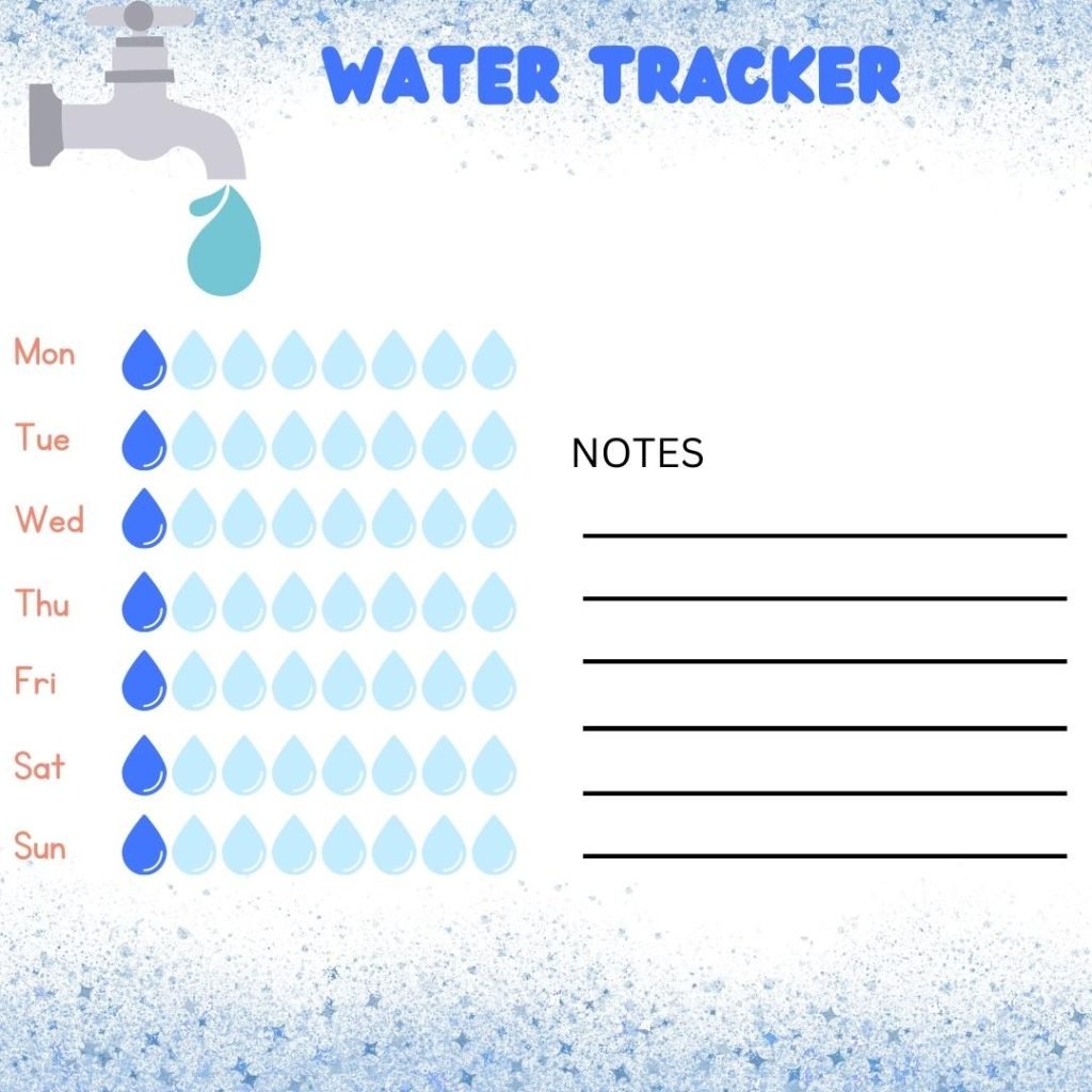 White illustration Weekly Water Tracker 