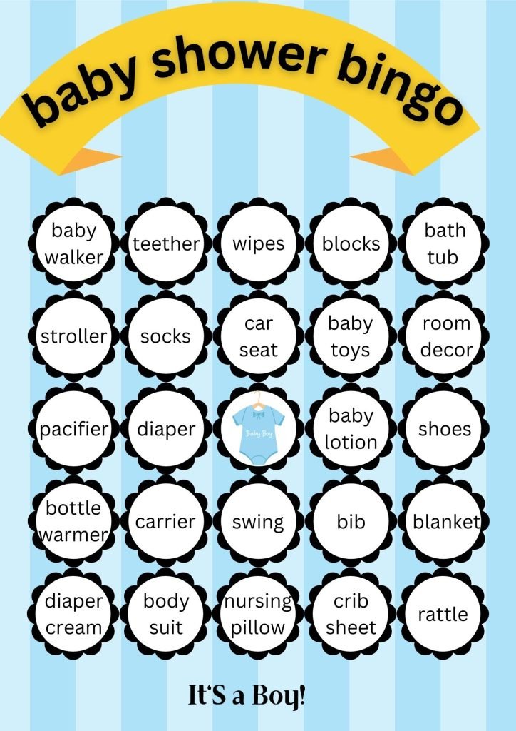 baby shower bingo card