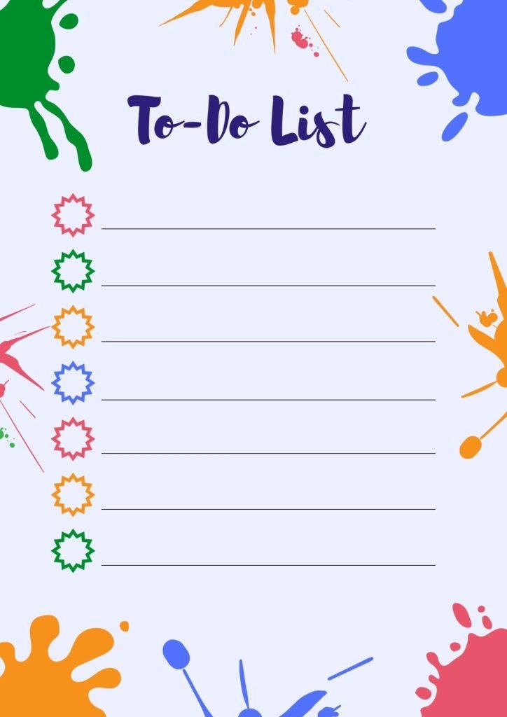 Soft Blue and Colorful Abstract Ink To-Do List 