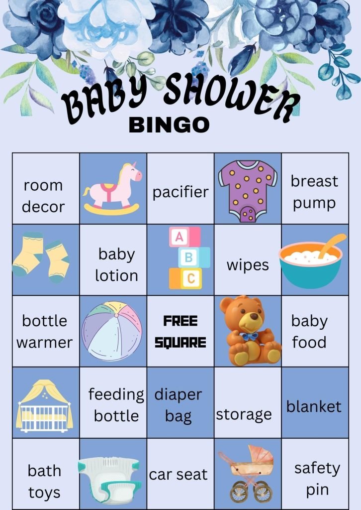 floral baby shower bingo