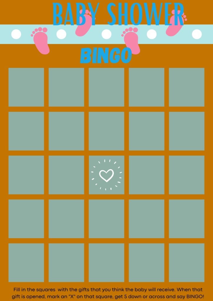 simple and minimal baby shower bingo