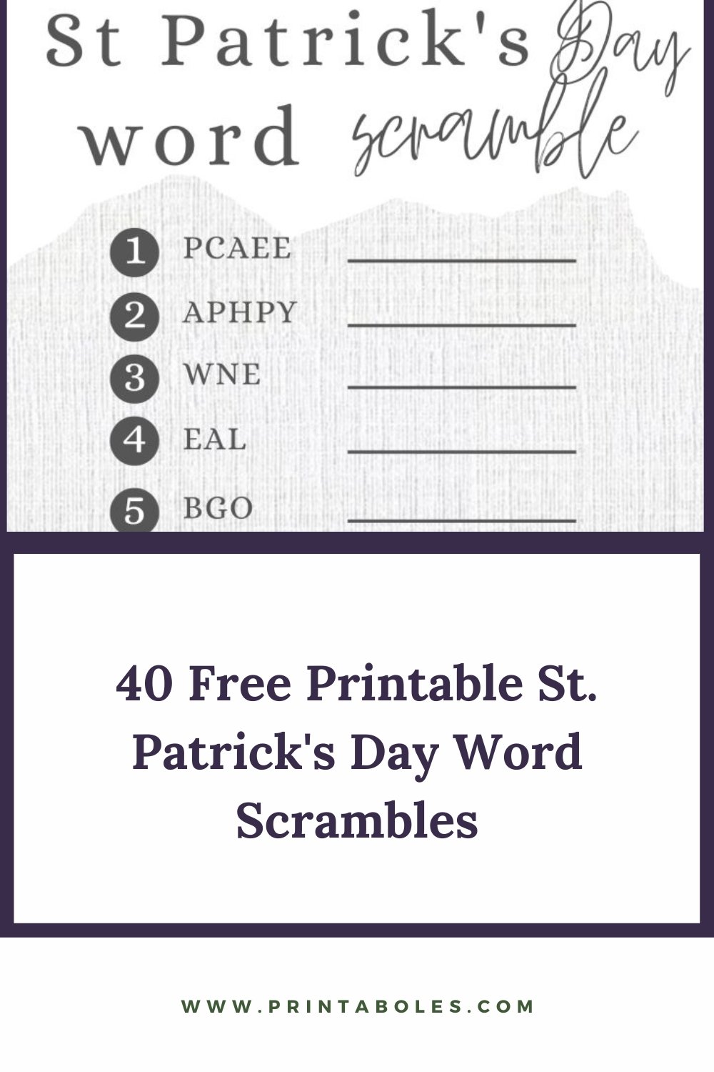 40 Free Printable St. Patrick's Day Word Scrambles