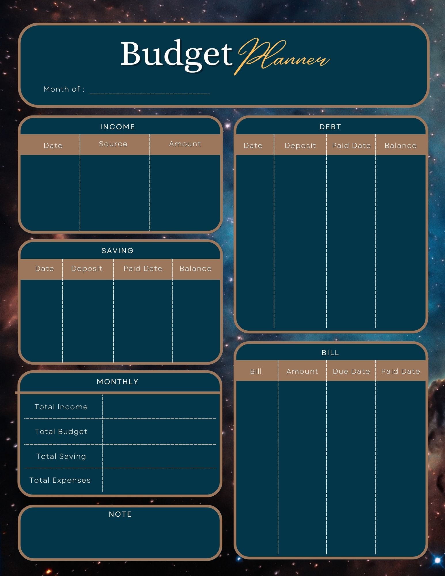 30 Free Printable Monthly Budget Planners - Printaboles