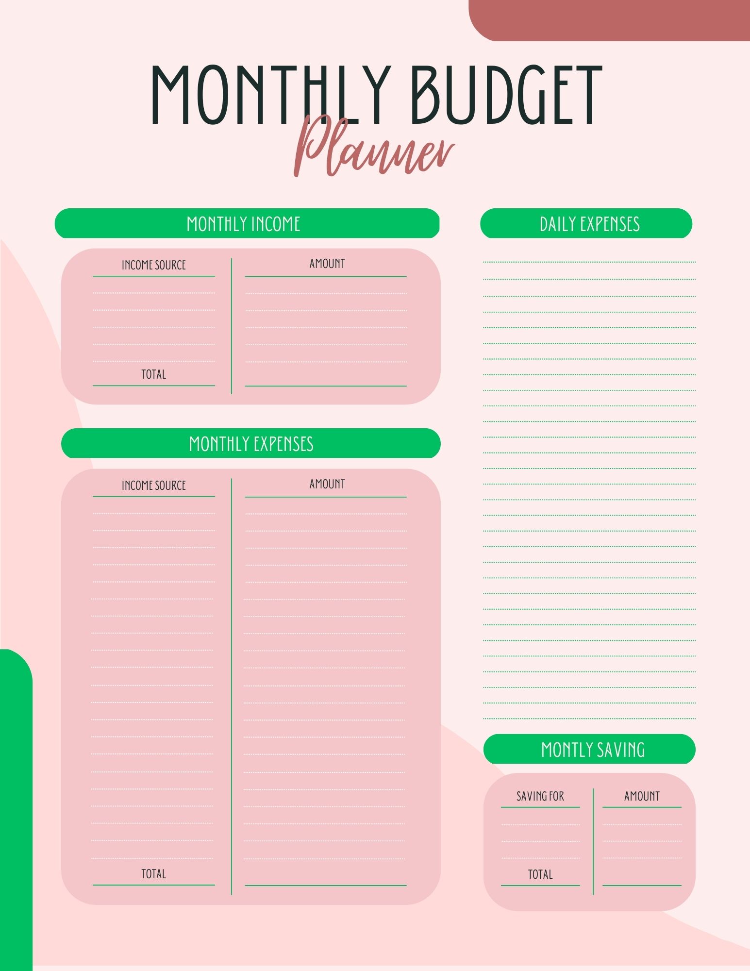30 Free Printable Monthly Budget Planners Printaboles