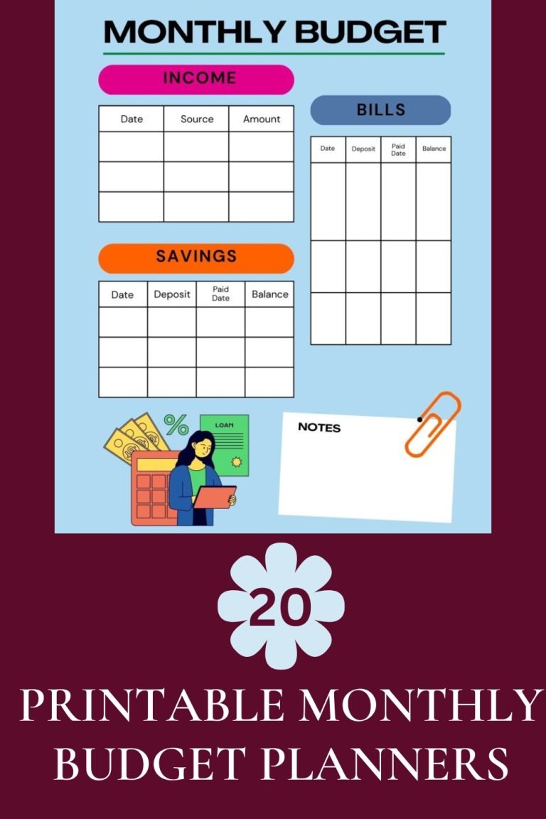 Free Printable Monthly Budget Planners