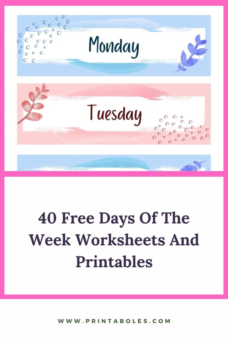 40 Free Days Of The Week Worksheets And Printables