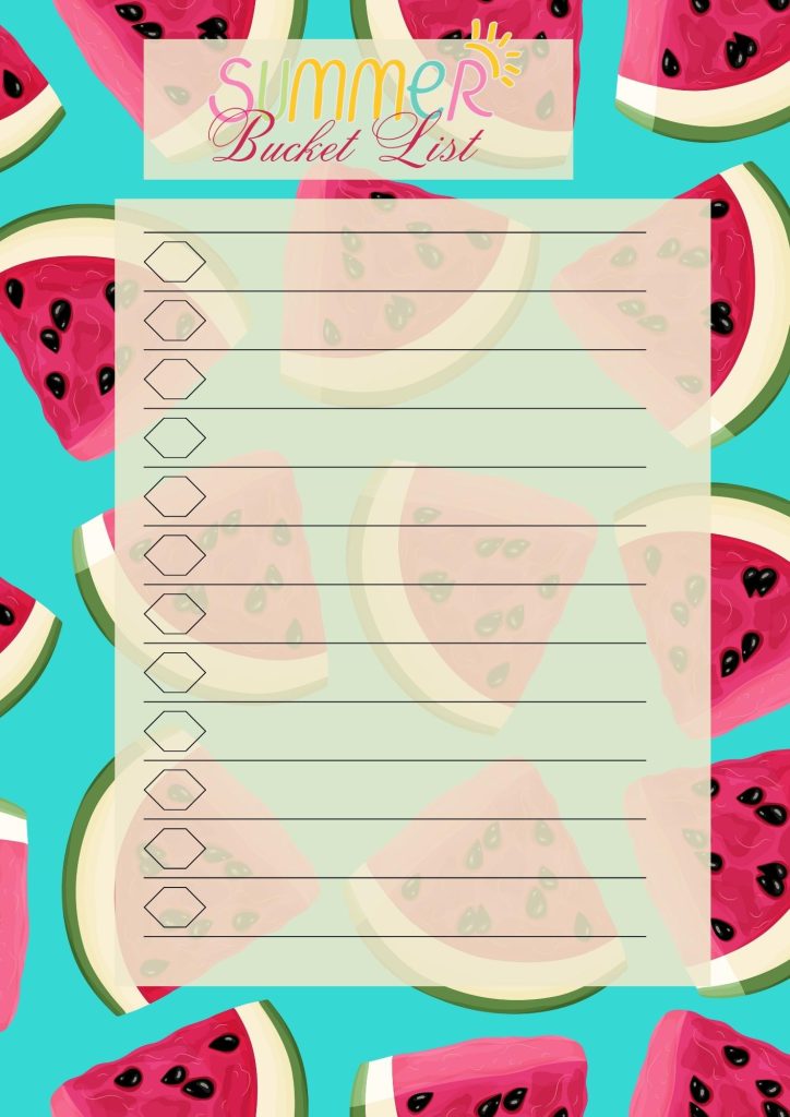 Abstract Minimal summer bucket List