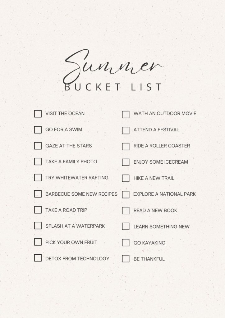 Beige Aesthetic Summer Activity Easter Bucket List Document
