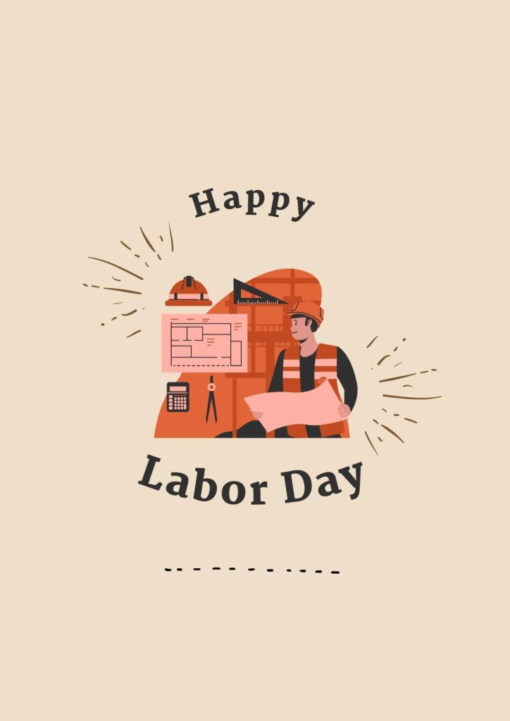 Beige Illustration Happy Labor Day