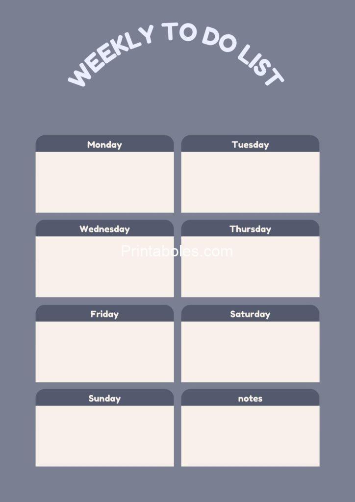 Blue Offwhite Watercolor Weekly To Do List