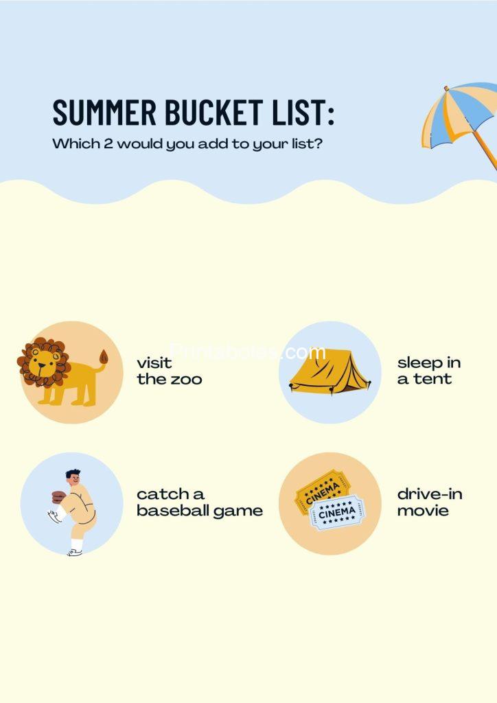 Blue and Orange Summer Bucket List