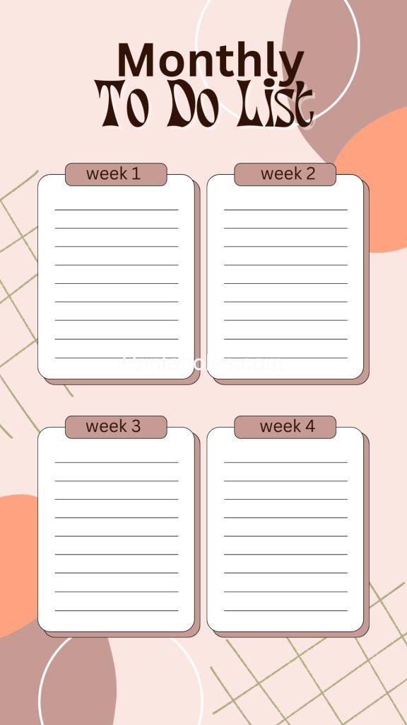 Brown Minimalist monthly To Do List