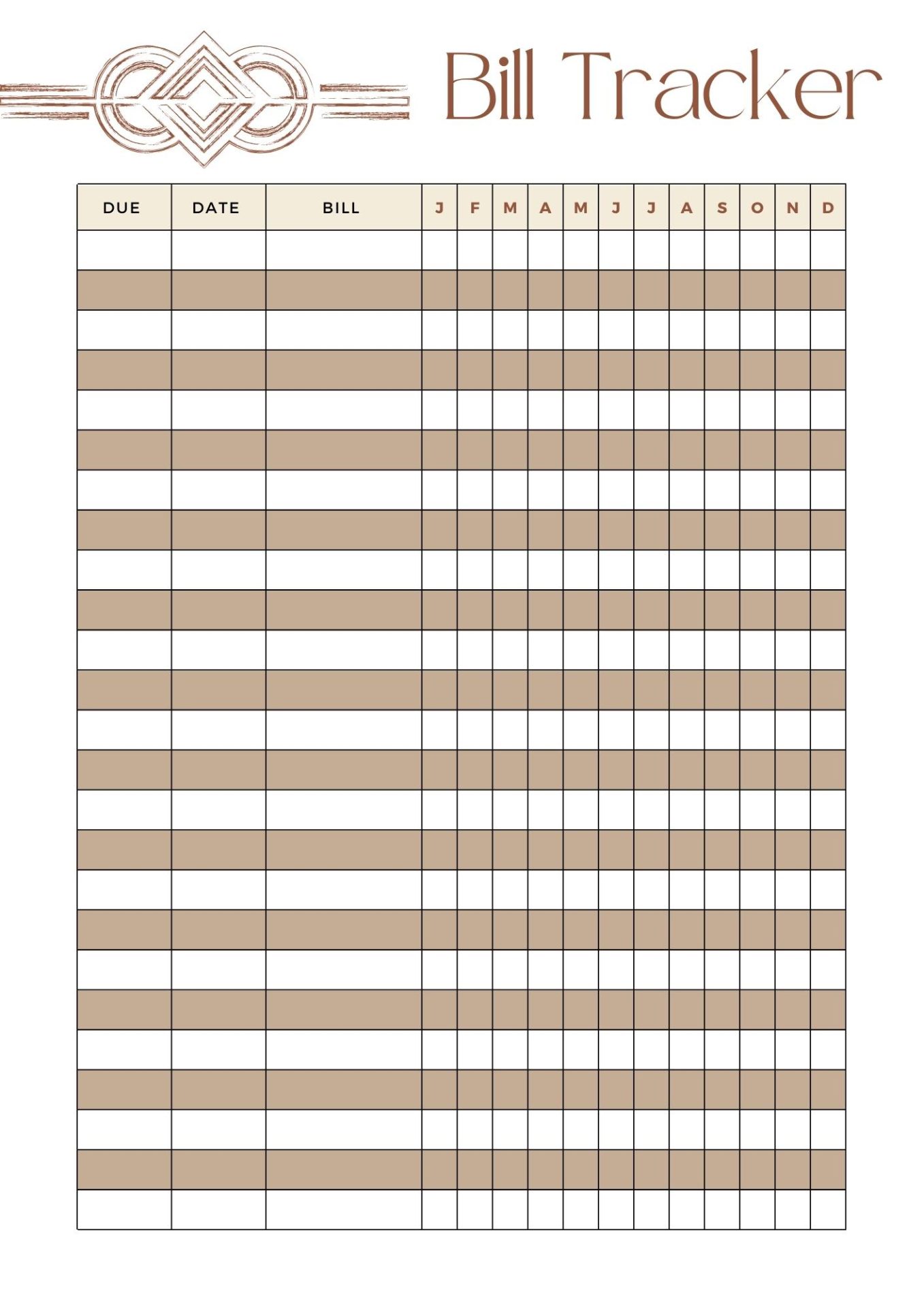 40 Free Printable Monthly Bill Trackers - Printaboles