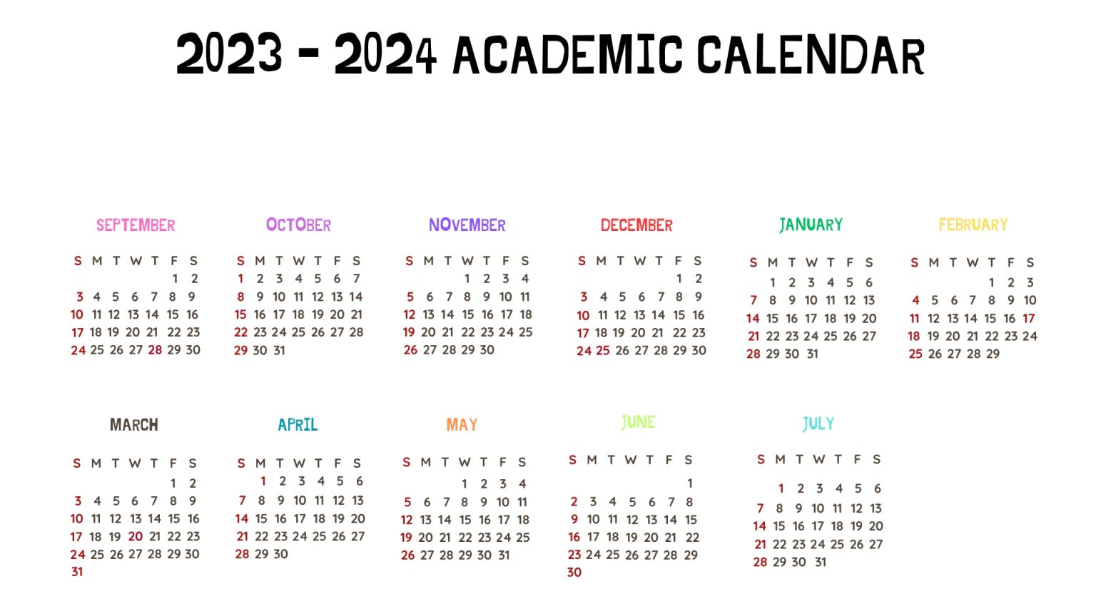 40 Printable 20232024 Academic Calendars Printaboles