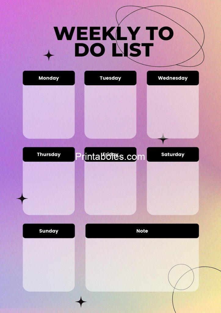 Colorful Gradient Weekly To Do List
