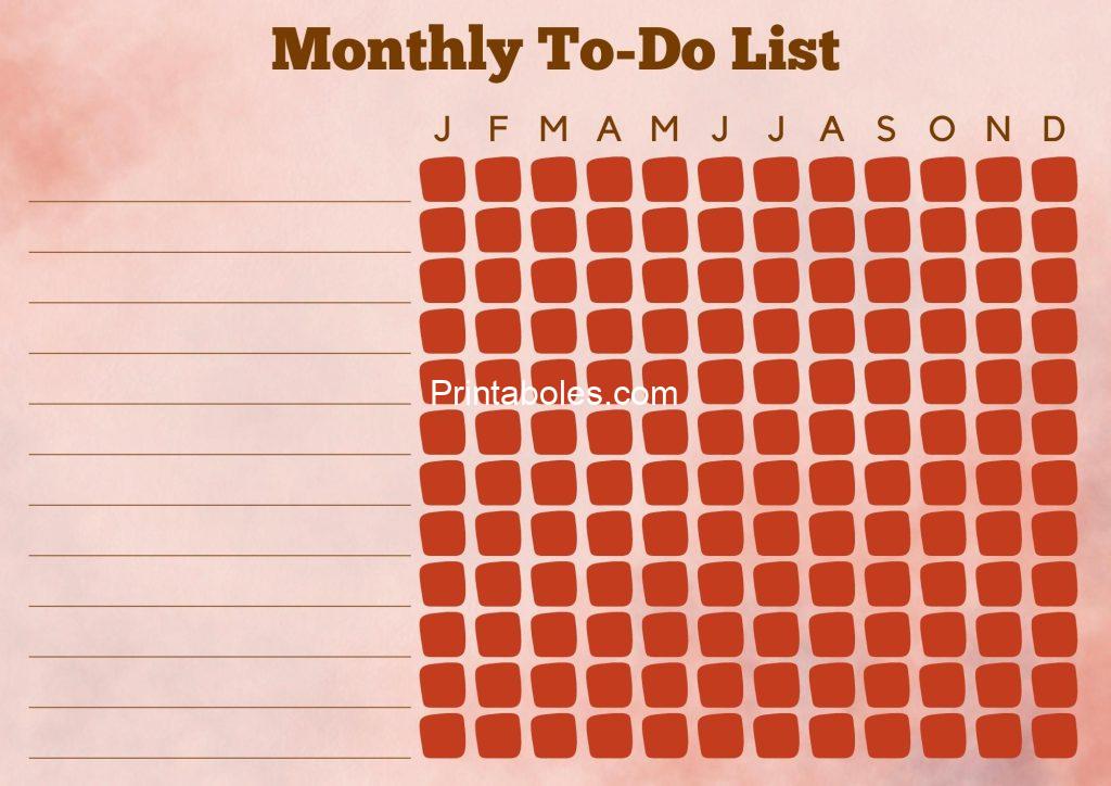 Cream watercolor simple monthly to do list