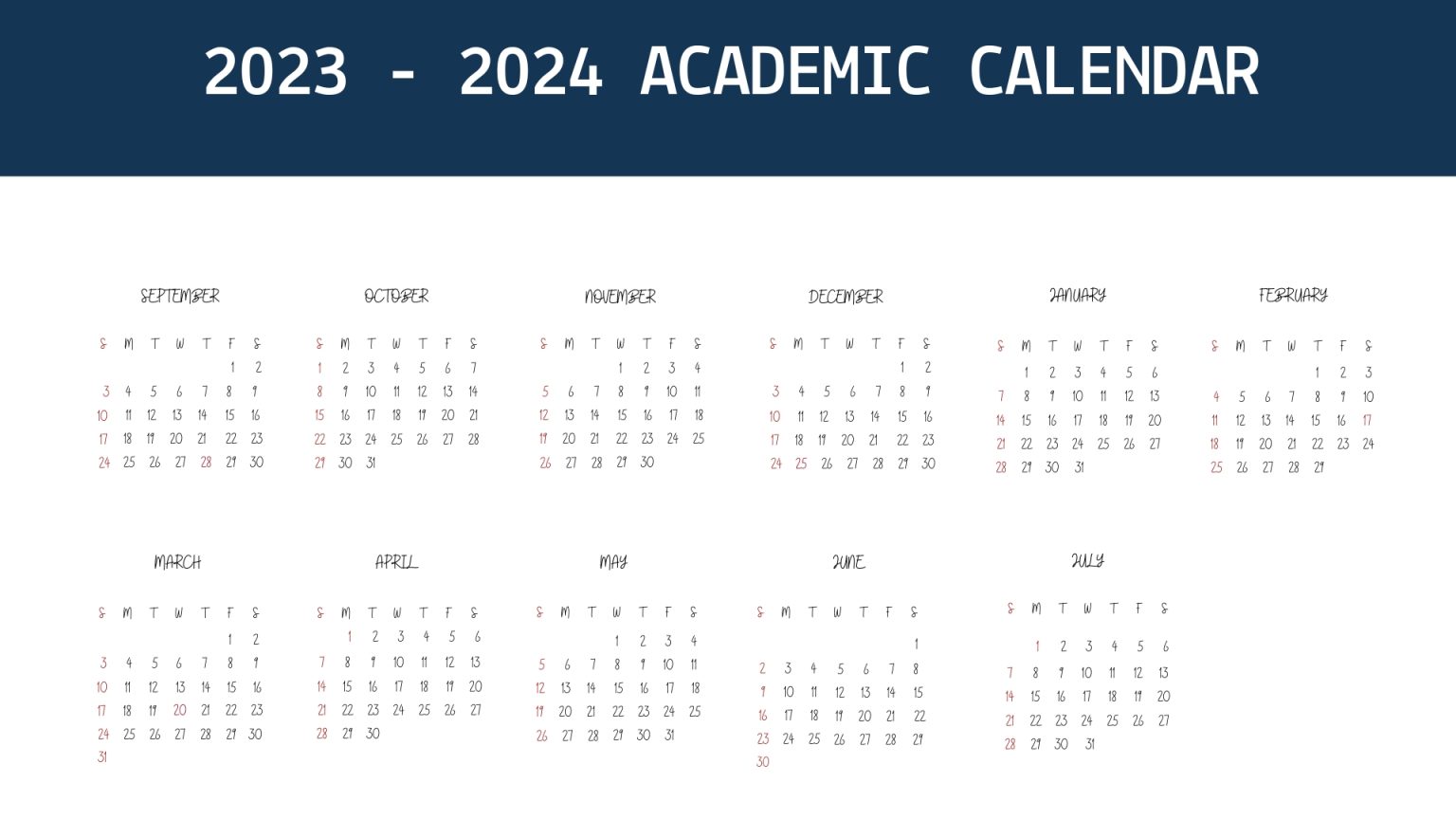 40 Printable 20232024 Academic Calendars Printaboles