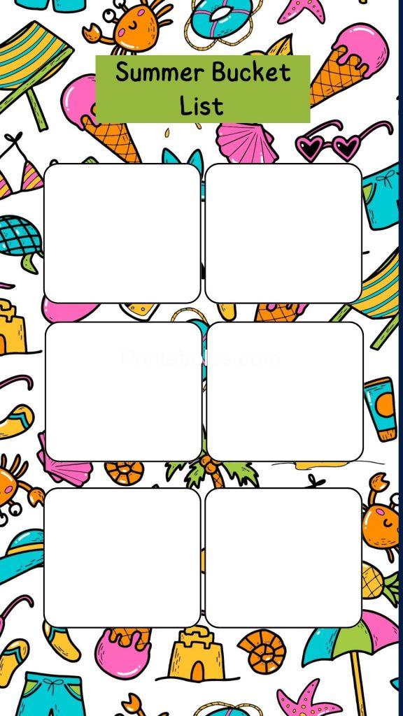 Cute Summer bucket list