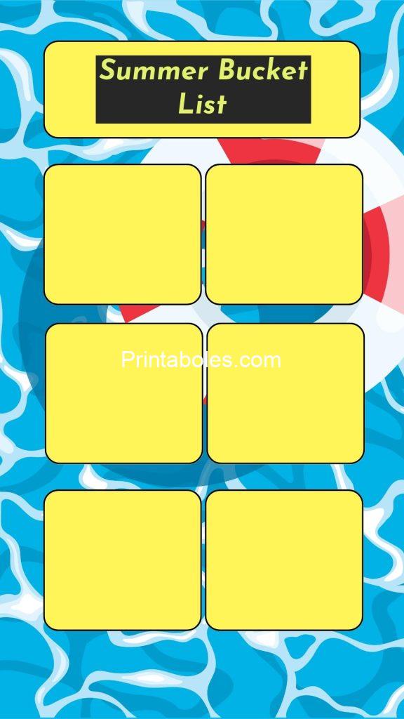 Cute yellow Summer bucket list