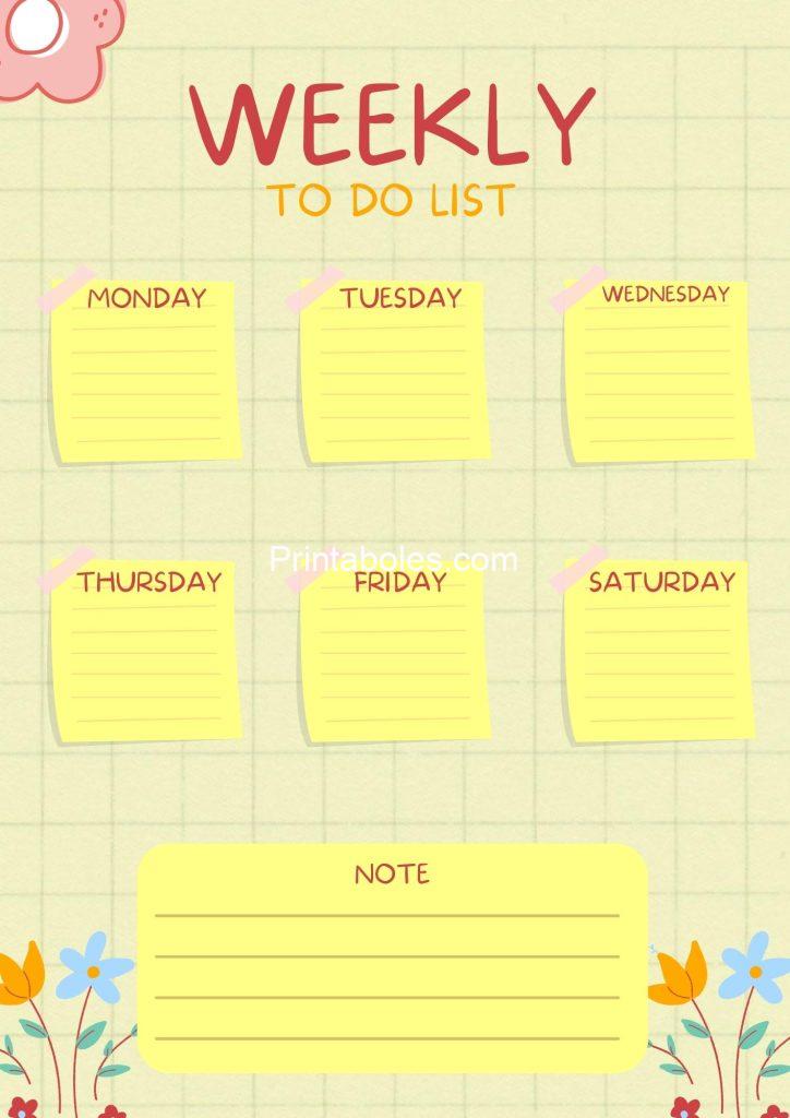 Flavescent Brown Cute Weekly To Do List