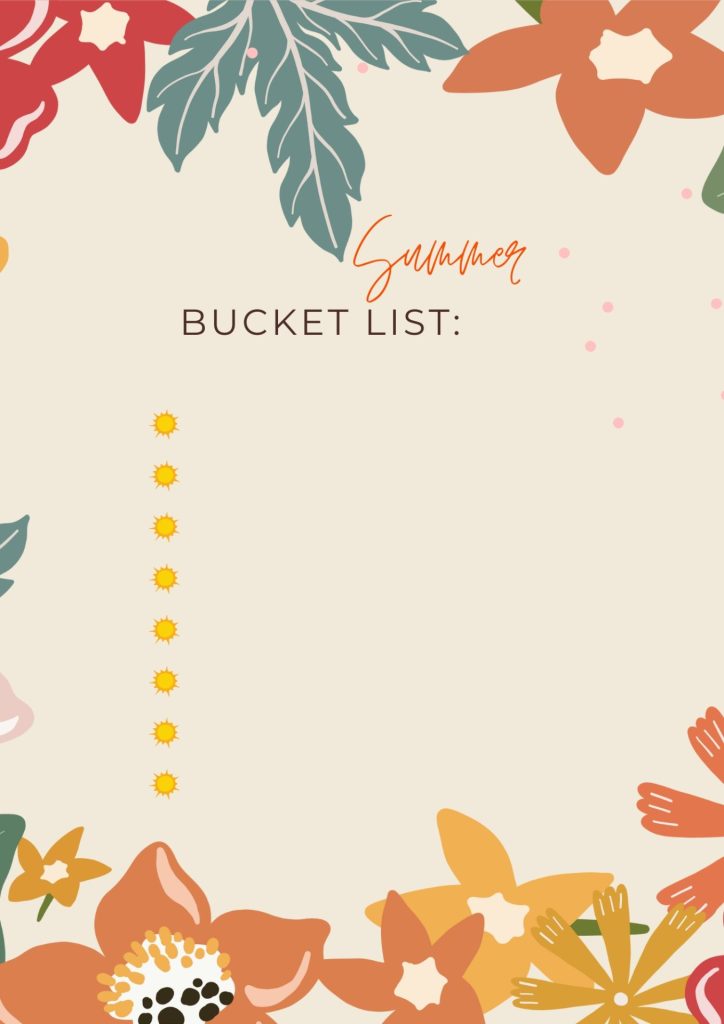 Flowers Modern Summer Bucket List
