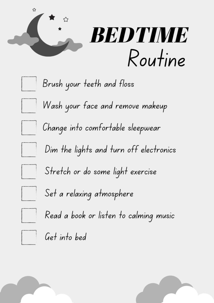 Gray Aesthetic Bedtime Routine Checklist