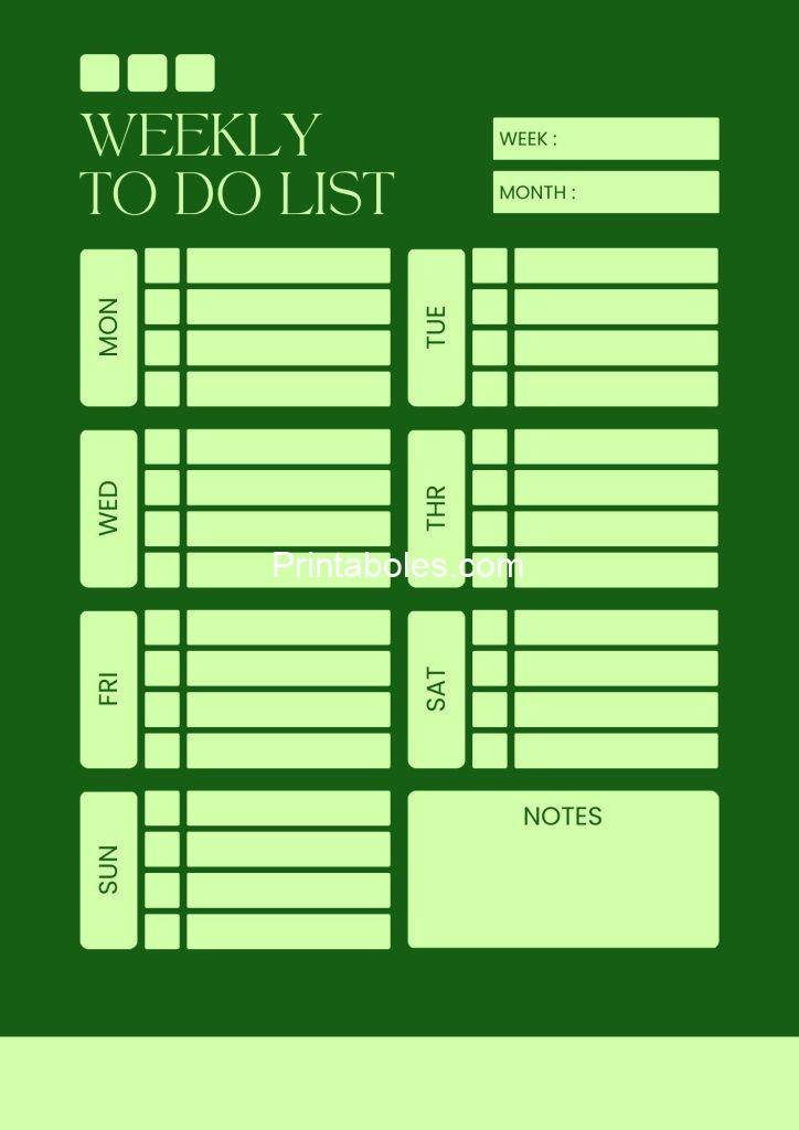 Green Simple Weekly To Do List