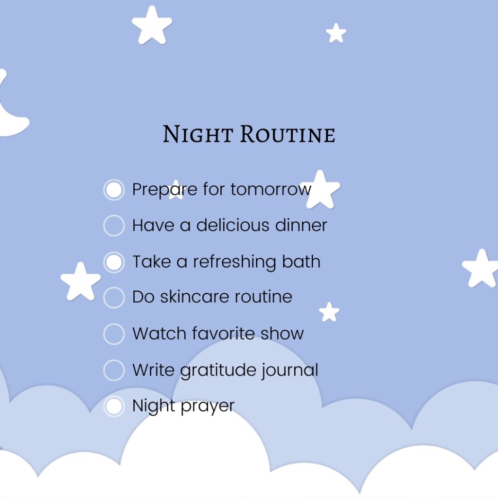 Grey Illustration Night Routine