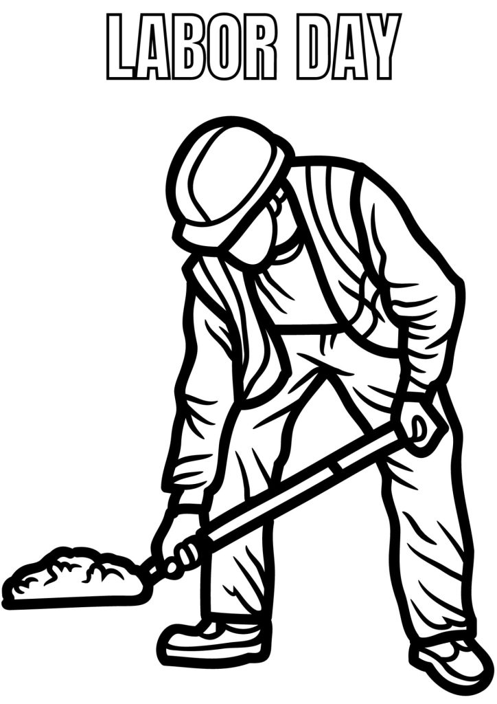 Man scooping sand using a spade