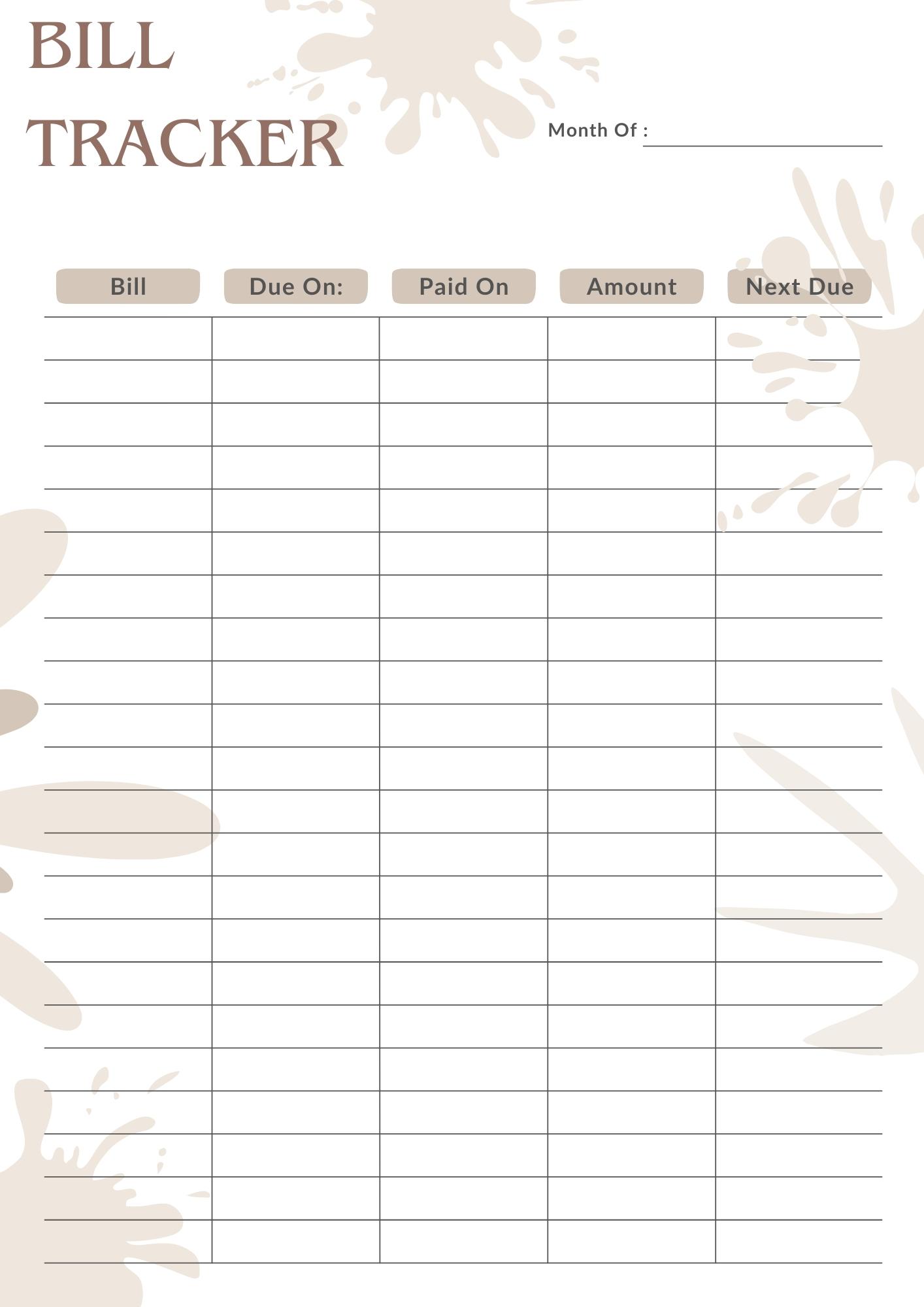 40 free printable monthly bill trackers printaboles